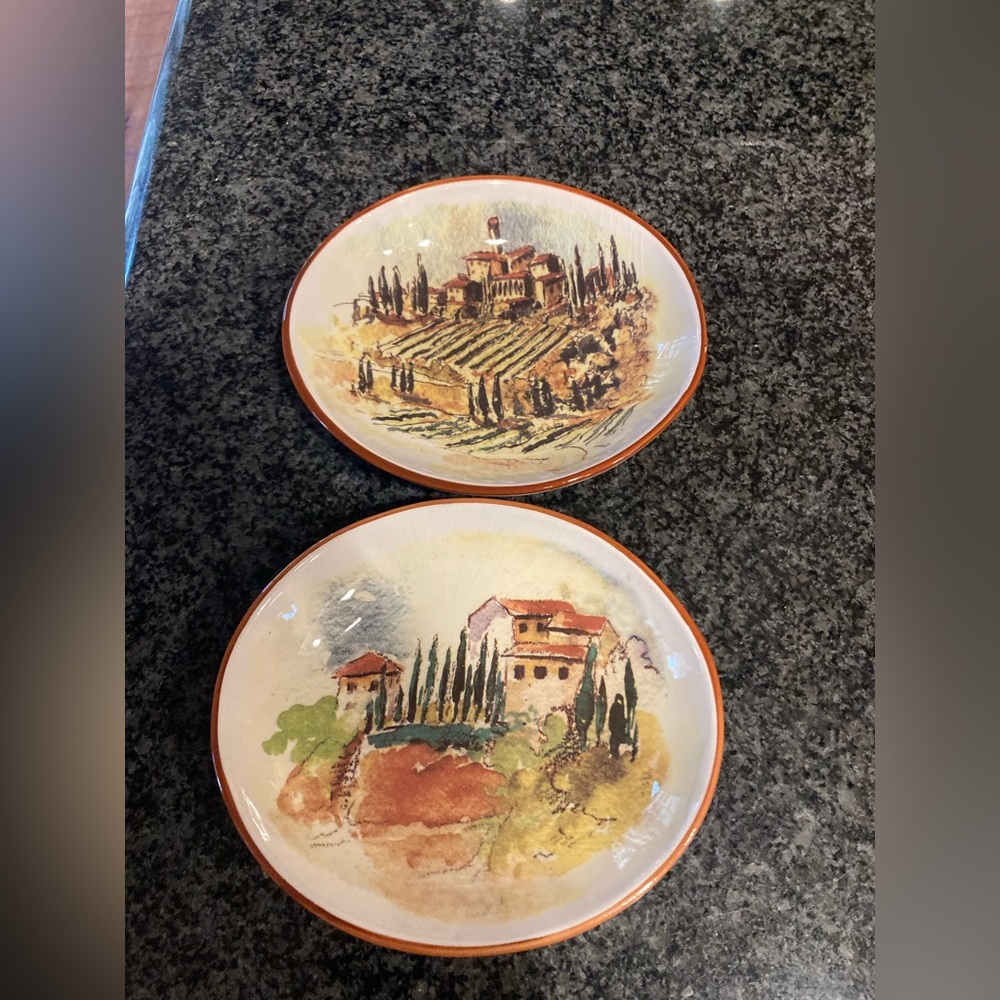 2 William Sonoma Tuscan Landscape Dipping Bowls